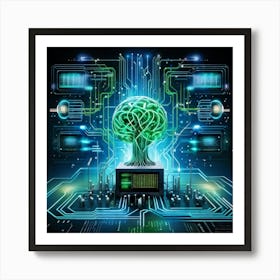 Abstract Concept Of Innovation Embodied By A Digital Illustration Of An Isolated Learning Machine Su Art Print