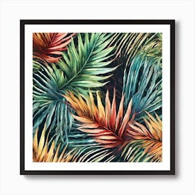 Fern Leaves with Autumn Colors Art Print