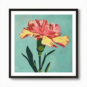 Carnation 1 Square Flower Illustration Art Print