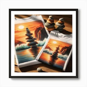 Rock Stacks At Sunset Art Print