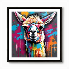 Llama With Splatters Art Print