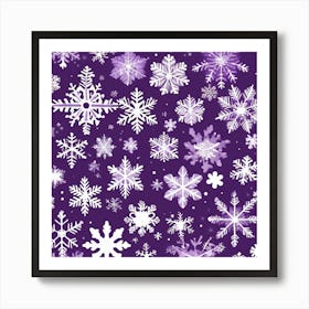 Snowflakes On Purple Background Art Print