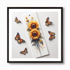 Sunflowers And Butterflies Art Print