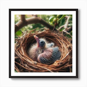 Baby Bird In A Nest Art Print