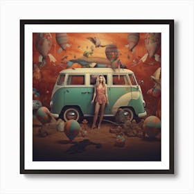 Girl In A Van 1 Art Print