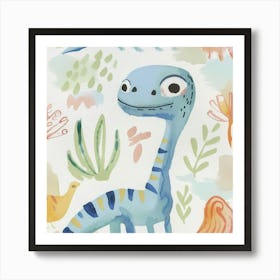 Cute Muted Pastels Compsognathus Dinosaur  3 Art Print