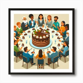 Group Of People Celebrating A Birthday Art Print