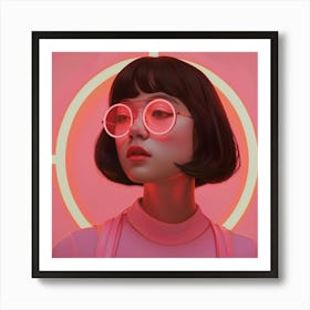 Asian Girl In Pink Art Print