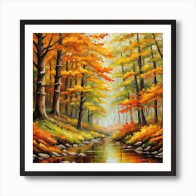 Forest In Autumn In Minimalist Style Square Composition 27 Art Print