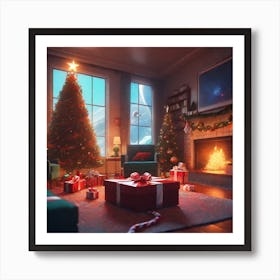Christmas Tree In The Living Room 66 Art Print