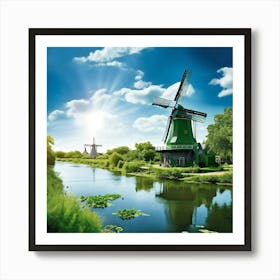 Water Green Nature View River Old Structure Light Electrical Sun Day Architecture Fauna (1) Art Print