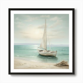 Sailboat On The Beach 4 Art Print