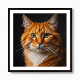 Orange Tabby Cat Print White Chest Art Print