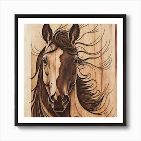 Horse Head Wood Carving Art Print