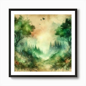 Watercolor Of A Forest 7 Art Print