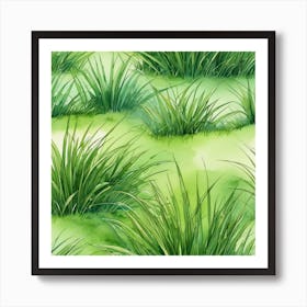 Watercolor Grass Seamless Pattern Art Print