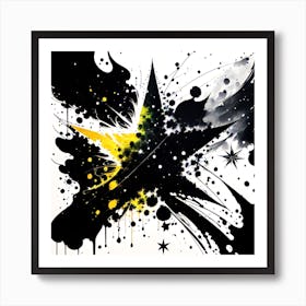 Black And Yellow Star 1 Art Print