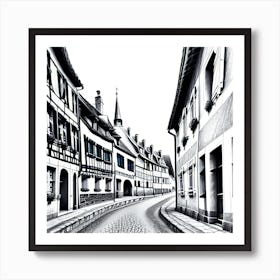 Black And White Street Scene Art Print