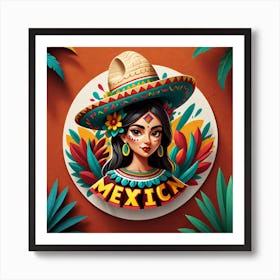 Mexican Girl In Sombrero 1 Póster