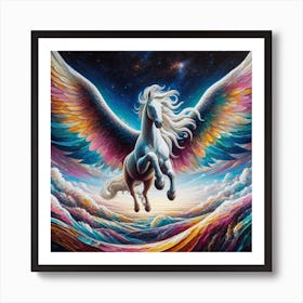 Rainbow Unicorn, Pegasus 1 Art Print