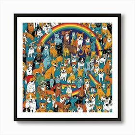 Rainbow Dogs Art Print