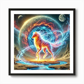 Fire Wolf Elemental Transformation Portrait Affiche