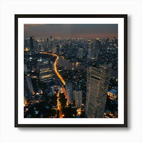 Aerial View Of Bangkok City Art Print