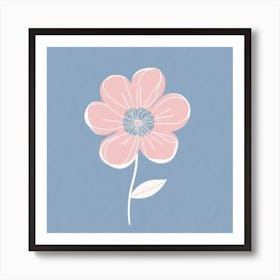 A White And Pink Flower In Minimalist Style Square Composition 58 Art Print