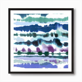 Soft Mediterranean Watercolor Lines Blue Art Print