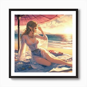 Zelda posing at the beach Art Print