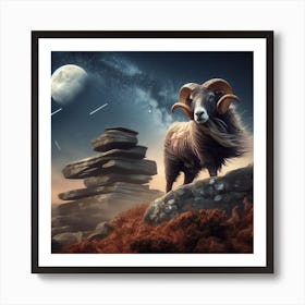 Ram In The Night Sky 1 Art Print