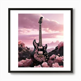 Rhapsody in Pink and Black Guitar Wall Art Collection 12 Art Print