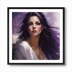 Sexy Girl With Purple Hair Art Print