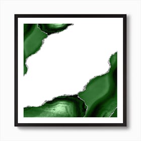 Green & Silver Agate Texture 16 Art Print