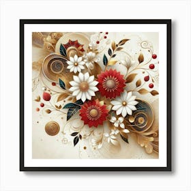 White and red flowers Art Print