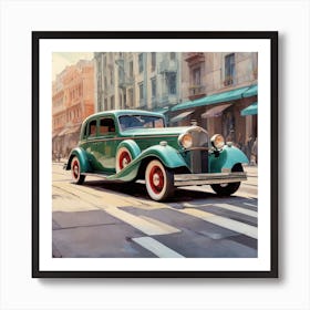 Vintage Car On The Street Art Print