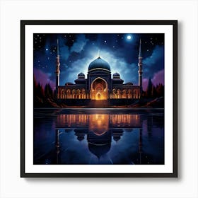 Islamic Mosque At Night 19 Art Print
