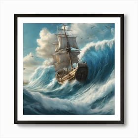 Ship In The Sea Art Print