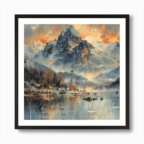 Snowy Mountain, Impressionism and Realism Art Print
