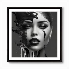Black And White Portrait Of A Woman 2 Art Print