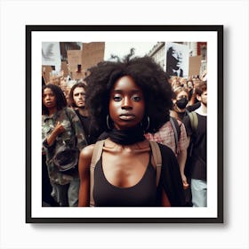 Black Woman Protesting In The Street Art Print