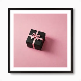 Gift Box On Pink Background 1 Art Print