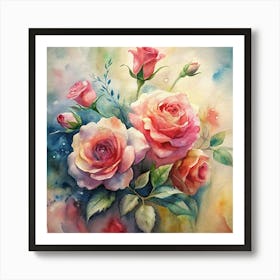 Watercolor Roses 2 Art Print