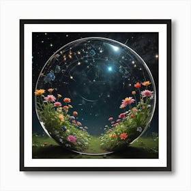 Flower Garden In A Glass Ball 1 Art Print