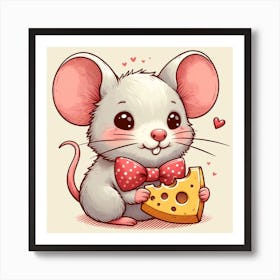 Cute Mouse With Cheese 2 Art Print