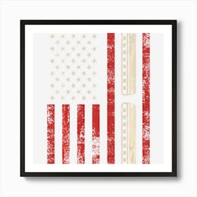 Harmonica Vintage American Flag Patriotic Harmonica Player Art Print