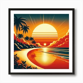 Sunset At The Beach 1 Art Print