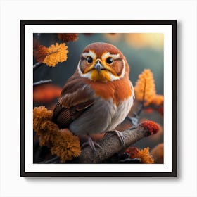 Owl In Autumn Art Print