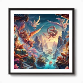 Dragons In The Sky Art Print