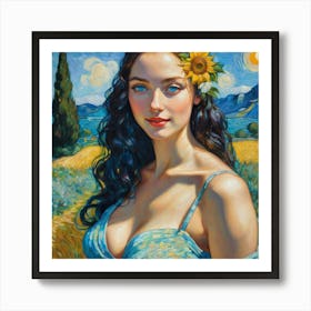 Sunflower Girlfgh 1 Art Print